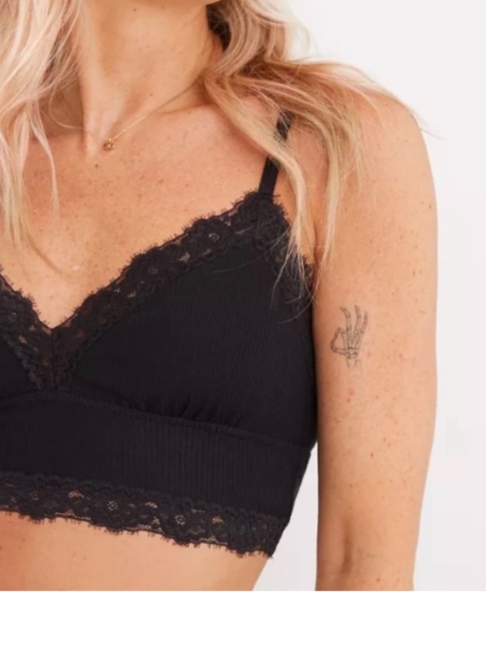 Aerie Ribbed Eyelash Lace Trim Longline Bralette